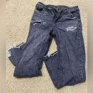 American Eagle Outfitters High Rise Distressed Jeans - black